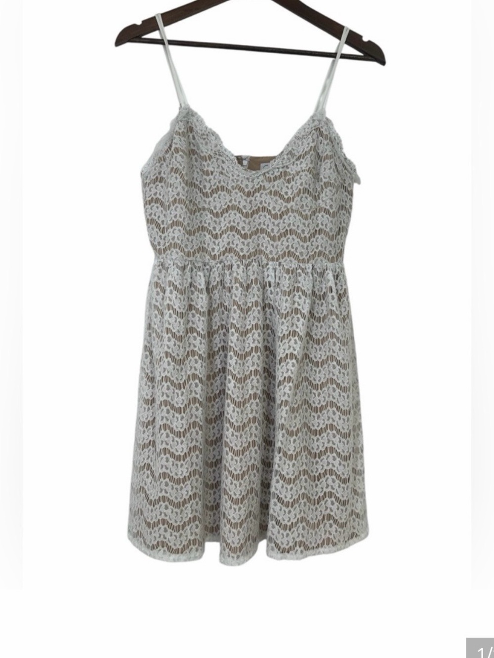 Magnolia Boutique Lace Overlay Spaghetti-Strap Dress — Cream nude